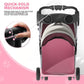Magshion Foldable Pet Stroller, 3-in-1 Dog Travel Jogger with Detachable Carrier, Cup Holder, Storage Basket, Folding Carrier for Small/Medium Dogs & Cats Up to 33 lbs, Pink