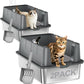 Sousia 2 Packs XL Stainless Steel Cat Litter Box with Lid High Sides, Extra Large Metal Litter Box, Non-Sticky Anti-Leakage Easy Cleaning for Large & Multiple Cats,Scoop Included