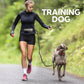 Hands Free Dog Leash, Adjustable Waist Belt with Double Padded Handles, Retractable Bungee for Medium & Large Dogs, Waist Leash for Dog Walking, Running, No Pull, Black