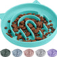 Coomazy Silicone Slow Feeder Dog Cat Bowls, Interactive Puzzle Toy for Pets Dry/Wet Food Training, Keeps Dogs Cats Busy, Prevents Puppy Kitty Overeating (Cyan, 1.4 Cup)