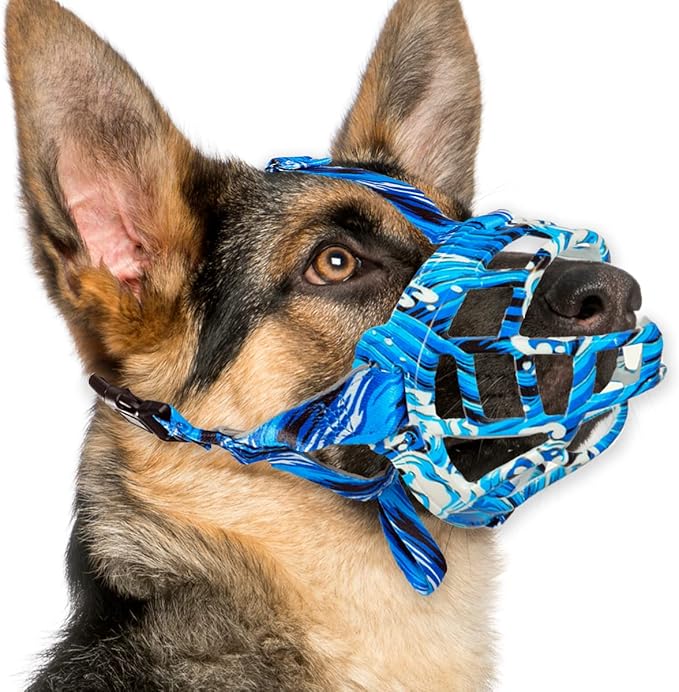 BARKLESS Dog Muzzle, Silicone Basket Muzzle for Small Medium Large Dogs, Soft Cage Mouth Cover Prevent Biting Chewing, Allow Drinking Panting, Suitable for German Shepherd