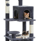Cat Tree for Indoor Cats, 45.7" Multi-Level Cat Tower with Large Metal Frame Hammock, Cat Condo with 4 Scratching Posts and Top Perch for Small Medium Cat, Dark Grey
