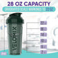 '-2 Pack- 28 oz Protein Shaker Bottles for Protein Mixes - 2x Wire Whisk | Leak Proof Shaker Cups for Protein Shakes | Protein Shaker Bottle Pack | Shakers for Protein Shakes-Green&Orange