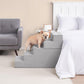 EHEYCIGA Dog Stairs for High Bed 25" H, 5-Step Extra Wide Dog Steps for Bed, Pet Steps for Small Dogs and Cats, Non-Slip Balanced Pet Ramp Indoor, Light Grey