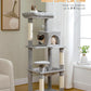 Cat Tree for Large Cats Adult with Metal Plush Big Hammock, 56.3" Cat Tower with 2 Door Condo House, 6-Tier Cat Shelves with Scratching Posts and Large Top Perch, Gray