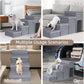 Dog Stairs with Storage, Folding Pet Steps with Zip for Small Dogs and Cats, 4-Step Pet Stairs with Pet House for High Bed, Couch and Car Ramp (Gray, 4 Steps with Condo)