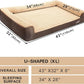JOYELF Orthopedic Dog Bed for Extra Large Dogs, U-Shaped Foam Sofa Couch Bed, Bolster Waterproof Pet Bed with Removable Washable Cover and Nonskid Bottom for Dogs - Coffee