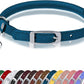 OOPSDOGGY Rolled Leather Cat Collar with Bell, Reflective Kitten Collars with Buckle Include Safety Elastic Strap - Adjustable Small Pet Collars for Boy Girl Cats (Blue)