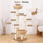 Rattan Cat Climbing Tower Condo with Scratching Post,Capsule,Basket,and Bed Modern Heavy Duty Cat Tree for Indoor Cat Large Adult