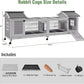 Wooden Rabbit Hutch with Wheels, Indoor Outdoor Bunny Cage with Removable Netting, Guinea Pig House with Leak-Proof Trays