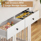 PUKAMI 44inch Dog Crate Furniture with Drawers,Wooden Dog Kennel Furniture for Large Breed,White End Table Wood Dog House for Indoor use,for Small/Medium/Large Dog