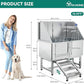 YITAHOME Dog Bathing Station, Professional Stainless Steel 304 Dog Grooming Bathtub w/Left Stairs, Faucet, Floor Grate, 50in Pet Washing Station for Large, Medium, Small Pets