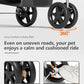 Pet Stroller with 3 Wheels for Small/Medium Pets, Portable Travel Foldable Carrier Jogger for Dog Cat Puppy Kitty, Rear Wheel Breaks, Storage Basket, Visible Mesh with Weather Cover (Black)