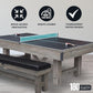 Hathaway Logan 7-ft Pool Table Combo Set with Benches - Rustic Gray with Blue Felt, Barnwood