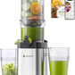 AMZCHEF Cold Press Juicer, Juicer Machines - 4.6" Large Feed Chute for Whole Fruits & Vegetables, Stainless Steel Slow Masticating Juicer Easy to Clean, Large Auger, Double Strainers, Silver