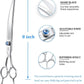 JASON 8" Curved Dog Grooming Scissors Ergonomic Pets Cats Trimming Shears with Offset Handle and a Jewelled Screw for Right Handed Groomers Long Sharp Comfortable