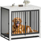 Dog Crate Furniture, Large Dog Crate Furniture, Wooden Cage Kennel Furniture Indoor, Modern Dog Crate with Multi-Purpose Removable Tray, Double-Doors Dog Furniture, End table dog crate, White