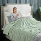 Cozy Bliss Faux Fur Throw Blanket for Couch, Cozy Warm Plush Striped Blanket for Sofa Bedroom Living Room, 90 * 90 Inches Green