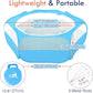 Pawaboo Small Animals Playpen, Waterproof Small Pet Cage Tent with Zippered Cover, Portable Outdoor Yard Fence with 3 Metal Rod for Chick/Kitten/Puppy/Guinea Pig/Rabbits/Hamster/Chinchillas,Light Blue