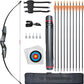 Archery Bow and Arrows Set for Adults 20 30 40 lbs Bow and Arrow for Beginner Teens Black Longbow Kit for Outdoor Hunting Archery Target with Quiver Target Faces Arm Guard Finger Saver