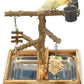 Natural Wood Bird Toys Playground, Bird Cage Accessories, Bird Perches, with Removable Tray and 2 Stainless Steel Cups