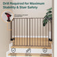 Cumbor 29.2-43" No Bottom Bar Baby Gate for Stairs, 2-in-1 Hardware Mounted Dog Gate Indoor, Pet Gate for Doorways with Large Walk Thru Door, Child-Proof Safety Gate for Top & Bottom of Stairs (Brown)