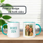 Personalized Coffee Mug, Custom Photo Caricature Gift, Funny Customized Coffee Gift for Men & Women, Custom Mugs with Pictures, Teal 11oz Customized Ceramic Tea Cup