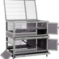 Rabbit Hutch Indoor Outdoor Bunny Hutch Pull Out Tray Guinea Pig Cage with Bottom Wire-Netting, On Wheels (Gery) 39.4" L x 24.6" W x 39" H