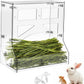 Acrylic Rabbit Hay Feeder with Lid, Transparent Hanging Food Dispenser Hay Feeder for Bunny Rabbits Guinea Pig Cage Chinchillas Hamsters Small Pets and Animals（Large