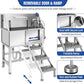 Professional Stainless Steel Dog Bathing Station, Dog Grooming Tub, with Stairs, Floor Grate & Faucet for Dog Bathtub for Large, Medium & Small Pets,34" R-RAMP