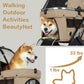 JK Pawadore 4 Wheels Pet Stroller Best Lightweight Foldable Portable Secure Easy Lock NO-Zip 180 ̊ Canopy Sun Shades Waterproof for Small/Medium Dogs 33lbs with Large Storage Basket (Khaki)
