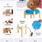 LE TAUCI Ceramic Slow Feeder Dog Bowls Elevated, 3 Cup Raised Bowl with Wooden Stand for Medium Large Breed, Slow Down Eating, Puzzle Dog Food Bowl,Vortex Blue