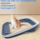 BNOSDM Collapsible Small Cat Litter Box for Kittens Open Potty Pan Foldable Cat Toilet with Scoop Senior Kitty Travel Shallow Litters Boxes Anti-Splash Waterproof Blue 17.7"×13.4"