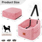 Dog Car Seat for Small Medium Dogs, Memory Foam Pet Booster Seat for Dogs up to 35 lbs, Elevated Dog Carseat, Travel Safety Bed with Washable Removable Cover and Storage Pockets (Pink)