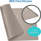 MIGHTY MONKEY 100% Waterproof Dog Food Mat, Raised Edges Silicone Pet Feeding Placemat for Cat, Dogs, Pet Bowls, High Lipped Tray Prevents Water Spills, Food on Floor, Dishwasher Safe, 18x12, Beige