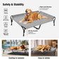 Veehoo Cooling Elevated Dog Bed, XL Raised Pet Cot with Guardrail & Slope Headrest, Durable Breathable Teslin Mesh, Non-Slip Feet, Washable Dog Couch Bed for Indoor & Outdoor, X Large, Black Silver