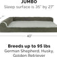 Furhaven Cooling Gel Dog Bed for Large Dogs w/ Removable Bolsters & Washable Cover, For Dogs Up to 95 lbs - Two-Tone Plush Faux Fur & Suede L Shaped Chaise - Dark Sage, Jumbo/XL