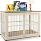 40 Inch Dog Crate Furniture for Large Medium Dogs, Wooden Heavy Duty Dog Kennel with Double Doors, Decorative Pet House Dog Cage Side End Table Indoor, Pet Cage Dog House, Beige