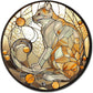 Lygond Metal Tin Sign - Circular Stained Glass Cat Garden Sign for Garage - 1212 Inches