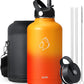 BUZIO 64oz Water Bottle, (Cold for 48 Hrs) Triple Wall Insulated Stainless Steel Leakproof Half gallon Jug/Flask with Straw Lid and Carry Bag for Sports Hiking, Camping, Yellow Orange