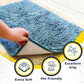 Muddy Mat® AS-SEEN-ON-TV Highly Absorbent Microfiber Door Mat and Pet Rug, Non Slip Thick Washable Area and Bath Mat Soft Chenille for Kitchen Bathroom Bedroom Indoor and Outdoor - Sky Blue 24" x 96"