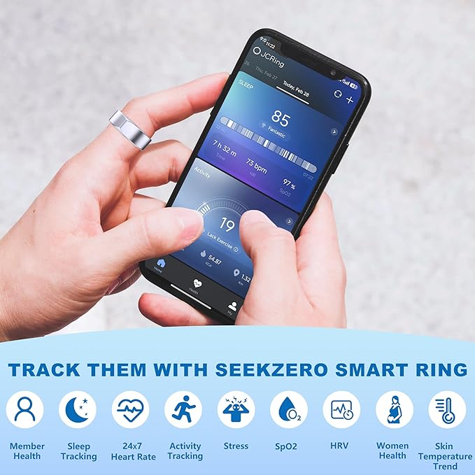 Smart Ring for Women Men - Titanium Fitness Tracker Ring with Heart Rate, Step Counting, Calories for iPhone and Android, No Subscription Fee (Sliver, 10)