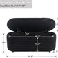 Storage Ottoman Bench Upholstered Fabric Storage Bench End of Bed Stool with Safety Hinge for Bedroom, Living Room, Entryway (45.5-inch, Black)