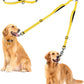 PetBonus Double Dog Leash, No Tangle Dual Leash, Reflective Walking Training Lead, 4 Comfortable Padded Handles for 2 Dogs with Collapsible Bowl and Waste Bags (Yellow, Large)