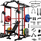 Mikolo Power Cage, Power Rack with Cable Crossover System, 1500LBS Squat Rack with LAT Pull Down System, Workout Cage with Pulley System for Fitness Home Gym