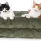 FUKUMARU Dog Couch Bed, Corduroy Cozy Cat Bed for Indoor Cats with Washable Cover, Supportive Waterproof Dog Beds Sofa for Small Dogs and Large Cats Cute, 28inch, Medium, Green