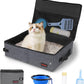 Portable Cat Travel Litter Box. Zipped Lid, Collapsible Litter Box for Cats. No Leakage, No Smell. Easy to Carry. Used for Hotels, Camping, Car (Gray,M)