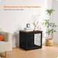 DWANTON Dog Crate Furniture with Cushion, Wooden Kennel Table with Double Doors, Indoor Dog House, Small/Medium/Large Size, 27.2" L, Black+Rustic Brown