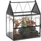 NCYP Glass Enclosure with Vent Holes for Insect, Jumping Spiders, Snails - 7.5" x 4.9" x 9" Small Closed Front Opening Door Succulent Terrarium - House Shape Habitat, Home Decor Black (No Plants)