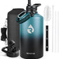 One Gallon Water Bottle Insulated, Triple Walled Vacuum Stainless Steel (Cold for 48 Hrs), Leak Proof & Non-BPA, Large Water Flask Jug with Paracord Handle & Straw Spout Lids